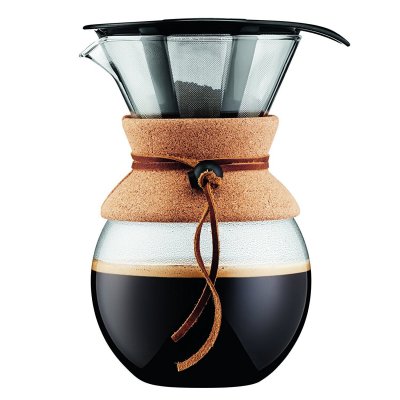 BODUM  Cafeti&egrave;re 1 L Pour Over li&egrave;ge et cuir