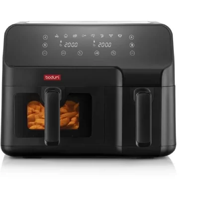 BODUM  MELIOR Friteuse &eacute;lectrique &agrave; air puls&eacute;, double compartiment 3.2 l & 5.1 L, 2.700 W Noir