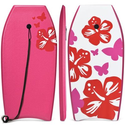 COSTWAY Bodyboard -  - Planche De Surf 41" Xpe Imprim&eacute; Fleur Rose - Charge 85kg