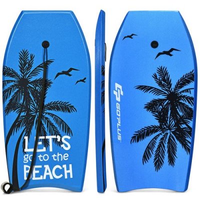 GIANTEX Bodyboard COSTWAY - Planche de Surf en XPE Imprim&eacute; Cocotier Bleu - Charge 85KG - 105x51x6CM