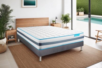 BODYCARE  - Ensemble matelas sommier BodyFlex 140 x 190 cm - Couleur : Gris