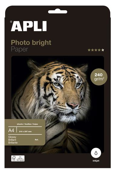 APLI Boite 60 feuilles papier photo bright PEFC  210 x 297 mm