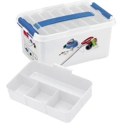 GENERIQUE Bo&icirc;te &agrave; couture Sunware Q-Line 6L 30x20x14 cm Blanc/Bleu