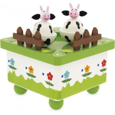ULYSSE Boite &agrave; musique avec 2 vaches qui dansent en musique et deux petites barri&egrave;res
