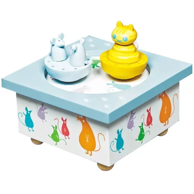 TROUSSELIER Bo&icirc;te &agrave; musique magn&eacute;tique chat et souris (11,5 x 8,5 cm)