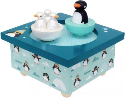 TROUSSELIER Bo&icirc;te &agrave; musique magn&eacute;tique famille pingouins (11,5 x 8,5 cm)