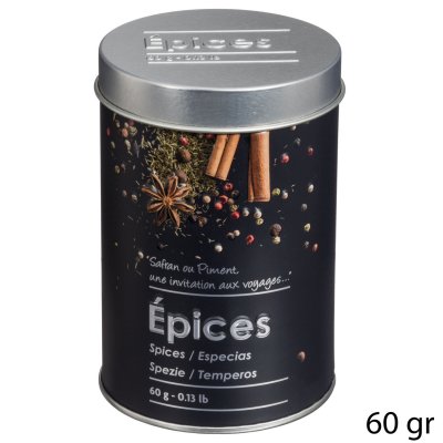 FIVE SIMPLY SMART Boite alimentaire - Relief II - &eacute;pices - 6.6 x 10 cm - Fer et &eacute;tain - Noir