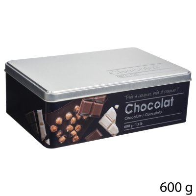 5 FIVE SIMPLY SMART Boite alimentaire - Relief II - tablette de chocolat - 20.2 x 13.2 x 6.7 cm - Fer et &eacute;tain - Noir