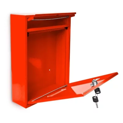 HELLOSHOP26 Boite aux lettres design contemporain murale rouge jardin ext&eacute;rieur