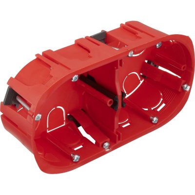 DEBFLEX Boite d'encastrement cloison seche 2 postes double sens &Oslash;67/P40 - Rouge