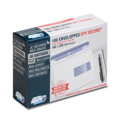 GPV Bo&icirc;te de 100 enveloppes blanches C5 162x229 90 g/m&sup2; fen&ecirc;tre 45x100 Secure&reg;