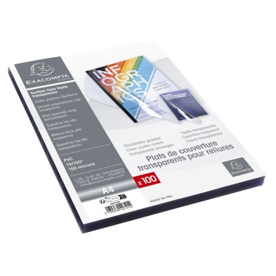 EXACOMPTA Boite De 100 Plats Pour Relier Pvc 15x100e - A4-cristal