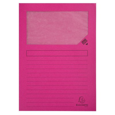 EXACOMPTA Boite de 100 pochettes coin en papier format 22x31cm avec fen&ecirc;tre cristal 18x10cm. Co