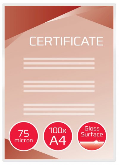 GBC Bo&icirc;te de 100 Pochettes  A4 standards 75 microns par face soit 150 microns