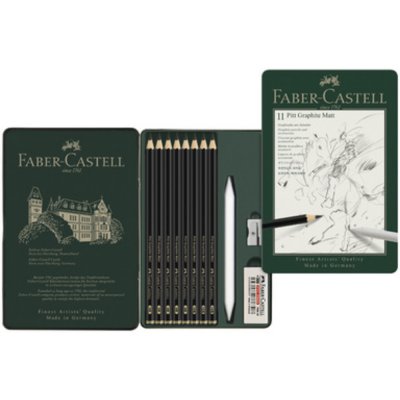 FABER CASTELL Bo&icirc;te de 11 crayons graphite Pitt Graphite Matt