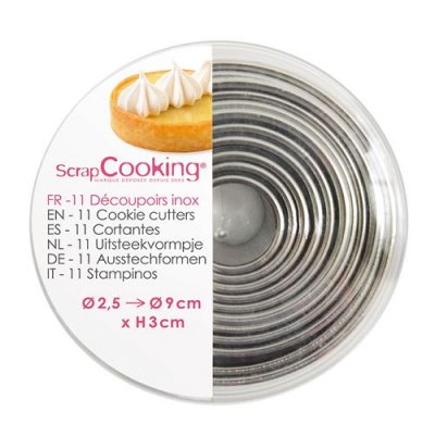 SCRAPCOOKING Bo&icirc;te De 11 Emporte-pi&egrave;ces Ronds En Inox, 