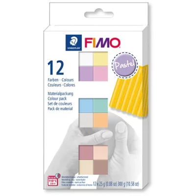 BUITENSPEEL Bo&icirc;te de 12 pains Graine Cr&eacute;ative 25g Fimo Soft PASTEL assortis