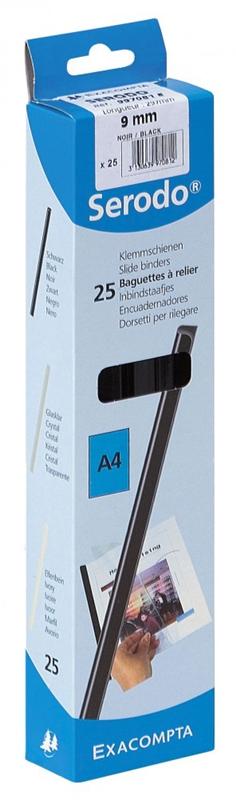 EXACOMPTA Boite De 25 Baguettes &Agrave; Relier 9mm 90 Feuilles A4 Noir