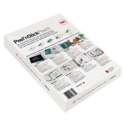 GBC Bo&icirc;te de 25 pochettes  A4 dos adh&eacute;sif brillant 75 microns par face soit 150 microns