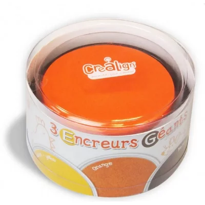 GENERIQUE Boite de 3 encreurs g&eacute;ants ronds orange - jaune - marron