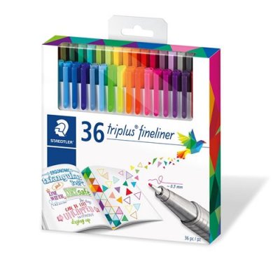 STAEDTLER Boite de 36 Feutre Triplus Fineliner 0,3 mm couleurs brillantes