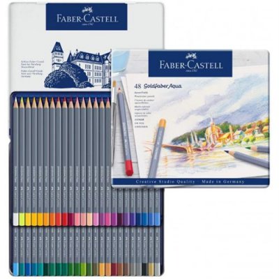 FABER CASTELL Bo&icirc;te de 48 crayons de couleur aquarellable Goldfaber 