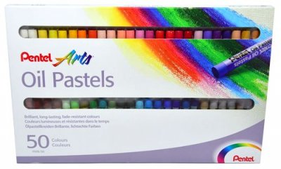 PENTEL Bo&icirc;te de 50 pastels &agrave; l'huile  diam&egrave;tre 8 mm