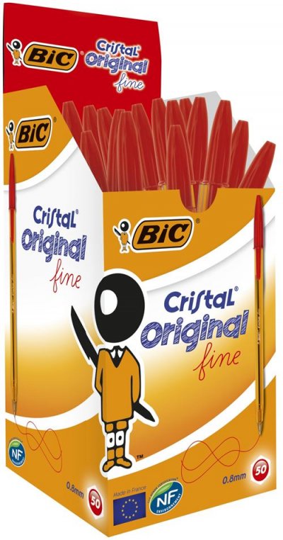 Bo&icirc;te de 50 Stylos Billes Bic Cristal Fine Rouge