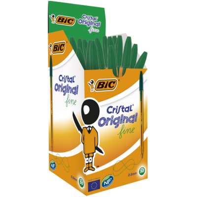 BIC Bo&icirc;te De 50 Stylos Billes  Cristal Fine Vert