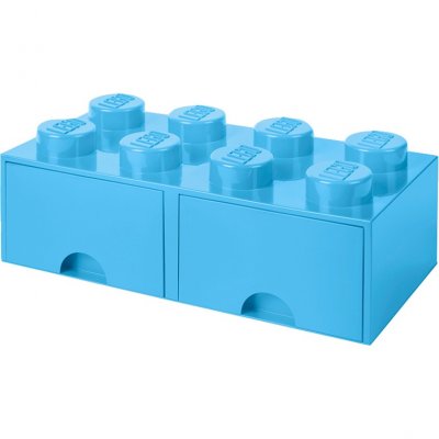 Bo&icirc;te de rangement LEGO brick 8 avec 2 tiroirs-bleu 