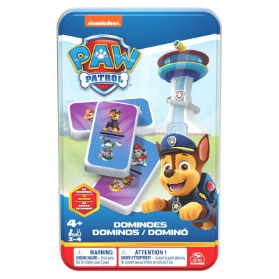 PAW PATROL Bo&icirc;te en m&eacute;tal avec Dominos Pat'Patrouille Cardinal
