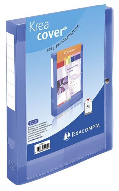 EXACOMPTA Bo&icirc;te  classeur &agrave; Pression Dos 4cm Kreacover Transparent Bleu