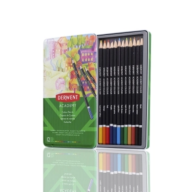 DERWENT Boite m&eacute;tal 12 crayons colour academy 
