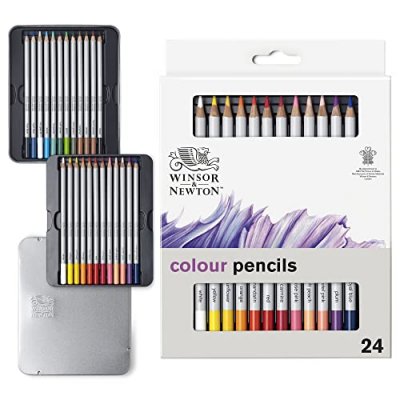 WINSOR & NEWTON Bo&icirc;te m&eacute;tal 24 crayons de couleur Studio mine tendre & &eacute;paisse