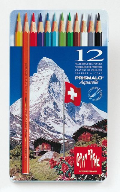 CARAN D ACHE Bo&icirc;te m&eacute;tal de 12 crayons Caran d'Ache Prismalo aquarellable