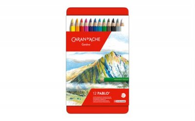  Bo&icirc;te m&eacute;tal de 12 crayons de couleurs Pablo&reg; - Caran d'Ache