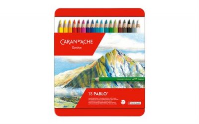  Bo&icirc;te m&eacute;tal de 18 crayons de couleurs Pablo&reg; - Caran d'Ache