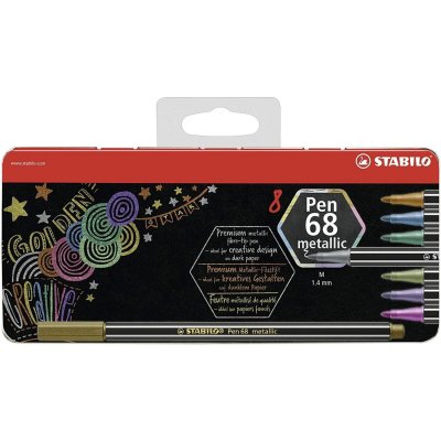 STABILO Bo&icirc;te m&eacute;tal x 8 feutres m&eacute;tallis&eacute;s  Pen 68 metallic