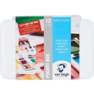 TALENS Bo&icirc;te peinture aquarelle Van Gogh Pocket Box 12 godets + 3