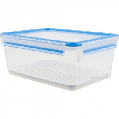EMSA Bo&icirc;te rectangle Clip & Close bleu avec &eacute;gouttoir 3,7 L 