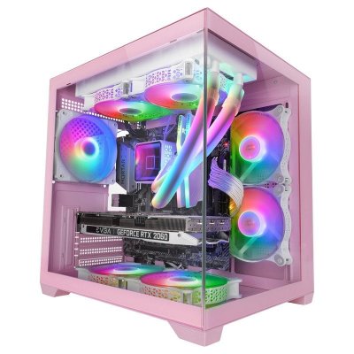 MARS GAMING Bo&icirc;tier MicroATX -  - MC-VIEW2 - Verre Tremp&eacute; - Refroidissement 240mm - Rose