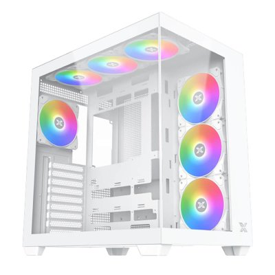 XIGMATEK Boitier Moyen Tour ATX Aqua V Air RGB avec panneaux vitr&eacute;s (Blanc)