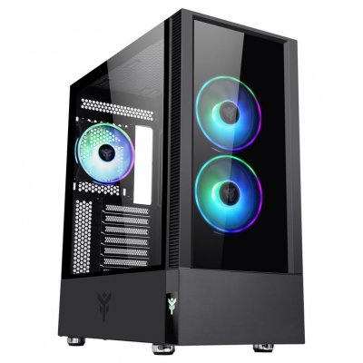 ITEK Boitier Moyen Tour Atx  Vertibra Q210 Rgb Avec Panneaux Vitr&eacute;s (n