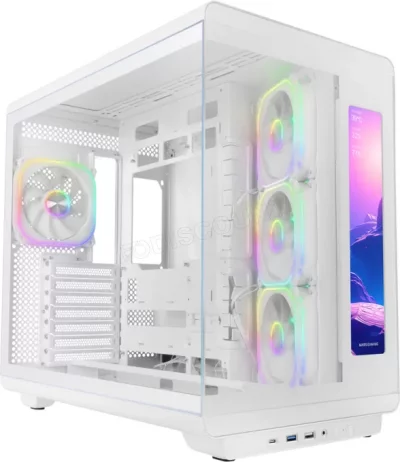 MARS GAMING Boitier Moyen Tour ATX  MC-RevMax RGB avec panneaux vitr&eacute;s (Blanc) #3POURCENT
