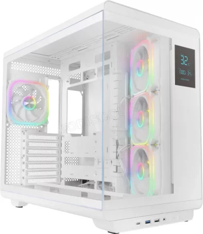 MARS GAMING Boitier Moyen Tour ATX  MC-RevPro RGB avec panneaux vitr&eacute;s (Blanc) #3POURCENT