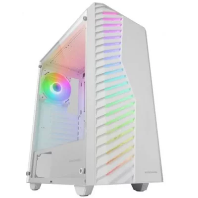 MARS GAMING Boitier Moyen Tour ATX MC-Volt RGB avec panneau vitr&eacute; (Blanc)