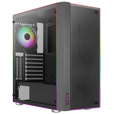 AEROCOOL Boitier moyen tour atx skribble rgb avec panneaux vitr&eacute;s (noir)