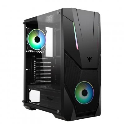 ITEK Bo&icirc;tier Moyen Tour ATX Spacirc VO RGB avec Panneau Vitr&eacute;, Noir