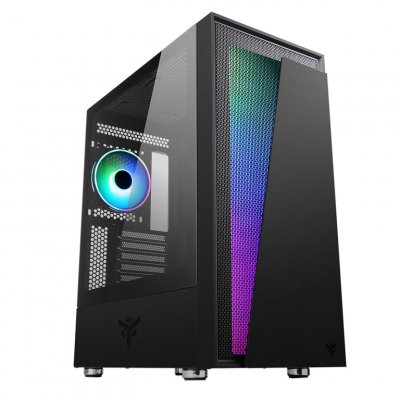 ITEK Bo&icirc;tier Moyen Tour ATX Vertibra V210 RGB avec Panneau Vitr&eacute;, Noir