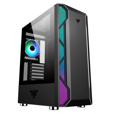 ITEK Bo&icirc;tier Moyen Tour ATX - Vertibra X210 RGB avec panneau vitr&eacute; Noir